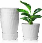 INKULTURE Round Flower Pots for Plants, Home Indoor & Outdoor Planters, Terrace, Garden Etc | Pack of 05 (White)