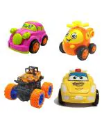 CrackaDeal Plastic Unbreakable Friction Powered Toy Set of Car Helicopter Robot Car & Monster Car, Multicolor (Pack of 4)