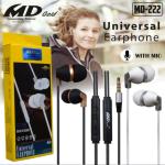 MD Gold Universal Stereo Headphone with Super Bass Music MD-222 | Round Wired Earphone |