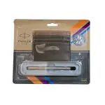 PARKER VECTOR STAINLESS STEEL GT FOUNTAIN PEN WITH CREDIT CARD HOLDER