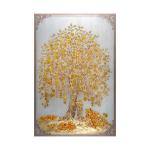 Dharvika Innovations Vinyl Beautiful Golden Tree Painting Sparkle Coated Self Adhesive Wallpaper Without Frame Digital Reprint, 24 X 36 Inch