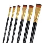 FRKB Short Hair Flat Synthetic Painting Brush Set of 6pc for Watercolor,Acrylic & One Stroke Painting