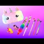 Traders Unicorn Stationary Kit For Girls/Kids,Unicorn Gifts Pack Of 10 Pcs-Unicorn Fur Pouch+Unicorn Fur Pen+Unicorn Water Glitter Pen+Unicorn Pencil(2)+Unicorn Pen(2)+Mermaid Pen+Unicorn Eraser+Pop it Key Chain (Assorted Color Design)