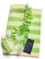 SHISHIR Bhagalpuri Silky Soft Green White Plain Design Cotton Chadar - Size-220x135