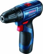 Bosch GSR 120-Li Cordless Drill Driver (Now with 1 Year Warranty), 2-speed gearbox, 1 x GBA 12V 2.0Ah Battery, GAL 1210 CV Professional Charger + Carrying Case