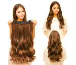 Artifice 5 Clips Curly/Wavy Hair Extension High Temperature Synthetic Fiber 26 inch 150gm Golden Brown
