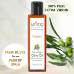 Mystiq Living - Extra Virgin Olive Oil for Hair, Skin and Body | Cold Pressed | Olive Oil for Healthy Hair, Promote Hair Growth, Softens Hair, Prevent Hair Fall Hair Oil and Glowing Skin| 100% Pure and Natural, Massage Oil, Skin & Hair Care -100 ML