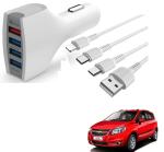Kozdiko 4 Port USB Car Charger with 3 in 1 Cable for Chevrolet Sail Hatchback