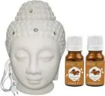 PeepalComm Ceramic Electric Aroma Diffuser Lamp Home Fragrance( 2 Aroma Oil 10ml Free ) Aroma Oil, Diffuser, Diffuser Set (10 ml)