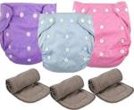 Diptych Enterprises Multicolor Reusable And Washable Baby Diaper With 5 Layer Insert (Set Of 3)