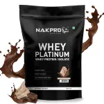 NAKPRO Platinum Whey Protein Isolate|28g Protein, 6.4g BCAA Supplement Powder(1 Kg, Cream Chocolate)