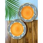 Jimkia Ceramic Pasta Plate, Snack Serving Deep Plate, Set of 2 Plates, Pasta Bowl Half Plate (Pack of 2, Microwave Safe)