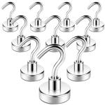 Hasthip Silver Neodymium Magnets Powerful Hooks (Pack Of 10)