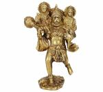 Kartique Home Decor Brass Ram Laxman on Shoulder of Hanuman Ji Idol (7 Inch)