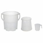Regalo 3 Piece Plastic Bathroom Bucket, Mug And Stool Set (White(Clear) )