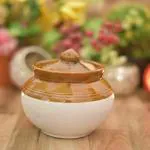 HC THE CRAFTS Ceramic Storage Jar Lota Shape For Pickle Achar Barni Cannister (1 KG)