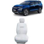 Kingsway Towel Fabric Car Seat Covers for Tata Safari 6 Seater, 2021 Onwards Model, Material: 100% Cotton, Color : White, Complete Set of All Seats (Car Specific Front + Rear Seat Covers)