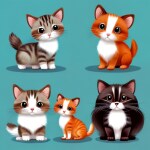 Love Creation A4 Size poster print for creative wall art- whiskers-tails-vector-set-sweet-charming-10945(Non Sticker)