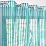 Tishan Decor 152 cm (4.99 ft) Polyester Semi Transparent Window Curtain (Pack Of 2) (Striped, Aqua Blue)