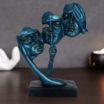 FAMTURE Blue Polyresin Human Face Different Reaction Face Sculpture Figurines Modern Art Showpiece Decorative Showpiece - 8.9 cm