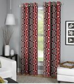 Sehbhagi Maroon Polyester Printed Semi Transparent Window Curtain, 5 Ft (Pack Of 2)