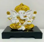 KHANGEMBAM ENTERPRISES Lifestyle White Marble Ganesh Ji Idol Ganpati Ganesha Murti Ganesh Chaturthi Car Dashboard Religious Gift for Office Home Decor