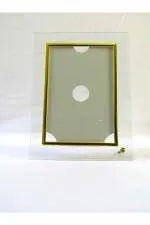 DEEP CREATION Collections Decorative and Memorable Photo Frame Keepsake & Picture Holder for Table Top Transparent 6x4, Glass Standing Frame (Golden) pack of 1
