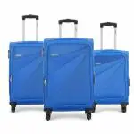 Safari Mimik Set of 3, 55, 65 and 75 Cms Small, Medium and Large Trolley Bags Soft Sided Polyester 4 Wheels 360 Degree Wheeling System Luggage, Trolley Bags for Travel, Suitcase for Travel, Blue