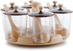 Metrolife Plastic Transparent, Brown, Black Revolving/Rotating Pickle Stand (Set Of 6)