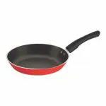 Baltra Red Aluminum Non-Stick Induction Fry Pan with Glass Lid 24 cm