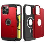 SPIGEN Red Polycarbonate Tough Armor Magfit Back Cover Case For Iphone 14 Pro Max TPU