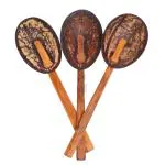 looms & weaves - Coconut Shell Ladles (Small) - Set of 3 Wooden Spoons