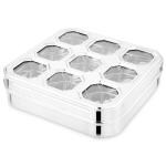 Prabha Stainless Steel Fusion Square Spice/Dry Fruit Box Container, Included See Through Glass, Square Shape, 9 Spice Container Box, Spoon, Best for Home & Kitchen, 2 Year Manufacturer Warranty