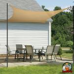 HIPPO HDPE Fabric 85% Sun Blockage Rectangle Shade Sail Sun & UV Protection for Car Parking, Outdoor, Garden, Patio (Beige |12X16FT | Pack of 1)