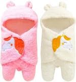 Pandaoriginals Multicolour Fleece Blend Baby Wraps, 0 - 6 Months