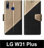 Sbms Lg W31 Plus Black Artificial Leather Shock Proof Flip Cover