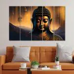 Random Gautam Buddha Ji Attractive Art Canvas Painting Set Of 5 For Living Room, Bedroom & Office, wall décor & Wall Art