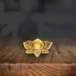 pujaNpujari Lotus Design Brass Diyas Oil Lamp for Pooj Room and Diwali Brass Table Diya (Height: 0.5 inch)