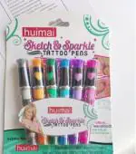 GOTHI Tattoos and More Sketch and Sparkle Tattoo Pens Activity Set with Stencils, Multi Color Tattoo Pens Pen Gift Set (Pack of 6, Multicolor) Sparkle Tattoo Pens Activity Set Stencils for kids PACK OF 1
