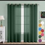 THE LINEN COMPANY Cotton Linen Solid Sheer Curtain Set with Steel Eyelet Rings Window Curtain - 4.5 x 6.5 Feet (Set of 2 -Sea Green)