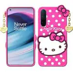 RUPELIK (Hello Kitty Oneplus Nord CE 5G Pink) Hello Kitty Rupper Back Case Cover |3D Cute| Soft Silicone Back Cover with Pendant Compatible for Oneplus Nord CE 5G (Pink)