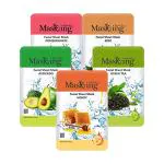 MasKing Beauty Facial Sheet Mask with Real Extract of Pomegranate, Kiwi, Avocado, Potato & Honey for Skin Regeneration, Lightening, Nourishing, Hydrating & Glowing for Women & Men, 100ml (Combo Of 5)