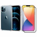 Kite Digital iPhone 12 Pro Max Transparent Bumper Shock Proof Corner Soft TPU Silicone Flexible Back Case Cover + 5D/6D/11D/21D (Black) Tempered Glass Screen Protector