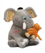 TOYTALES Stuffed Elephant with Monkey Plush Toy, Cute Huggable Shape Animal Stuffed Toy - 30cm (Grey/Brown)