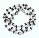 ShivaRatna Original 925 Silver Karungali Malai 8 mm 54+1 Beads, Silver Ebony Beads/Government Lab Certified