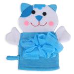 Babymoo Blue Cotton Pretty Kitty Bath Time Fun Hand Puppet Loofah Bath Glove