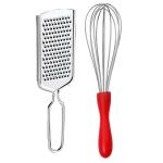 DreamBasket Stainless Steel Cheese Grater / Coconut Grater & Egg Whisk / Egg Beater for Kitchen