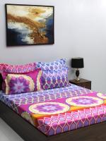 Bombay Dyeing Celebrating India 210 TC 100% Cotton Red Double Bedsheet With 4 Pillow cover