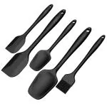 Ramkuwar 5 pcs Silicone Nonstick Cookware Spatula Kitchen Set Perfect for Cooking Mixing (Black)