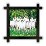 PnF Wood Cross Frame Hand-Crafted With Photo Of Vastu 7 Horse-14875, 10 X 14 Inch